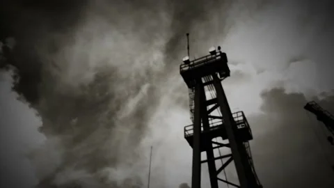 Offshore Tender Rig Tower with vintage Filter Stock Footage 131844012