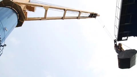 Offshore transfer of coal from barges to cargo ships Stock Footage 147658213