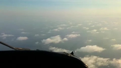 Offshore transport helicopter with fluffy cloud landscape Stock Footage 131843771