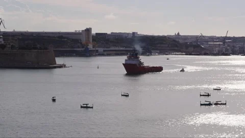 A Offshore Tug or supply ship. Valletta, Malta - November 15, 2024 Stock Footage 293079584