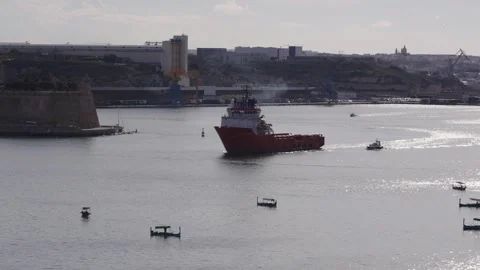 A Offshore Tug or supply ship. Valletta, Malta - November 15, 2024 Stock Footage 293079835
