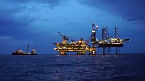 Offshore view at dawn scene. Stock-Footage 83606078