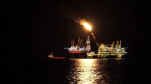 Offshore view at night scene. Stock Footage 83605893