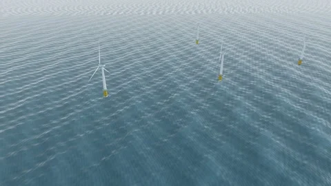 Offshore wind farm array aerial pale arctic water open water loop 库存影片 343916833