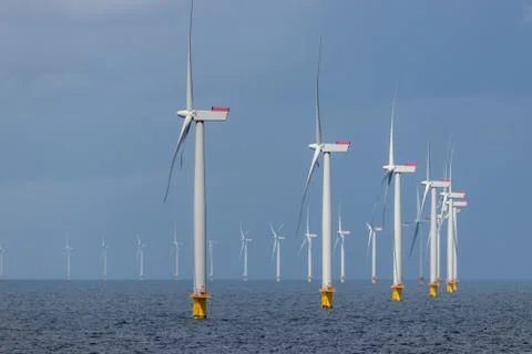 Offshore wind farm in Denmark. Stock Photos