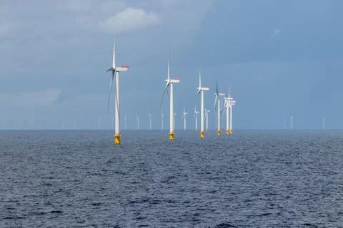 Offshore wind farm in Denmark. Stock Photos