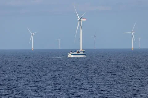 Offshore wind farm in Denmark. Stock Photos