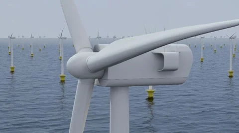 Offshore wind farm Stock Footage 8847373