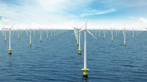 Offshore wind farm Stock Footage 8888383