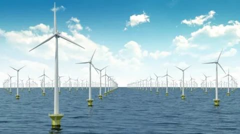 Offshore wind farm Stock Footage 8889407