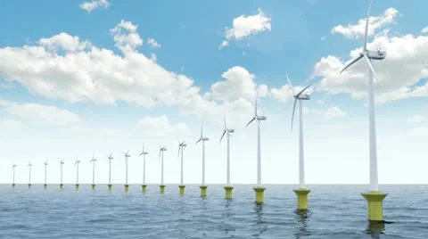 Offshore wind farm Stock Footage 8931513