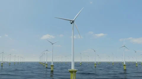 Offshore wind farm Stock Footage 8992618