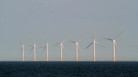 Offshore Wind Farm Video stock 10710872