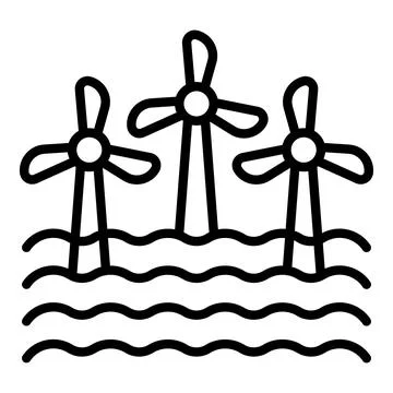 Offshore wind farm generating renewable energy from ocean currents Stock Illustration