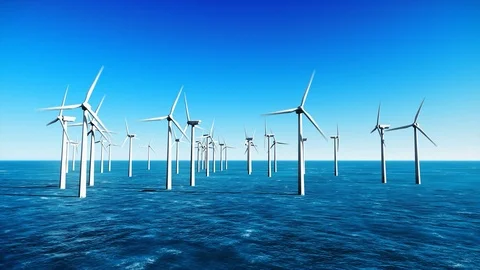 Offshore wind farm in the ocean Stock Footage 114108426