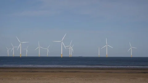 The offshore wind farm at Redcar, Teesside in the the UK 스톡 동영상 72300570