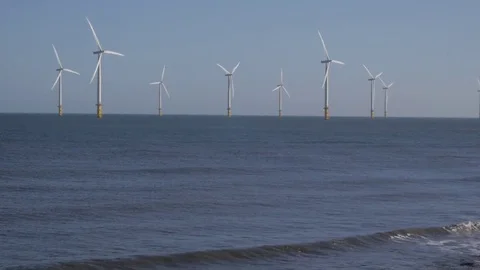 The offshore wind farm at Redcar, Teesside, UK 스톡 동영상 72300971