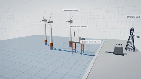 Offshore wind farm subsea cable Video stock 339591593
