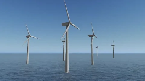 Offshore Wind Farm Turbines Generating Renewable Energy Video stock 330920255