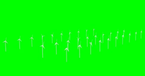 Offshore Wind Farm Wind turbines with Green screen Background 4K UHD 60FPS Video stock 199783460
