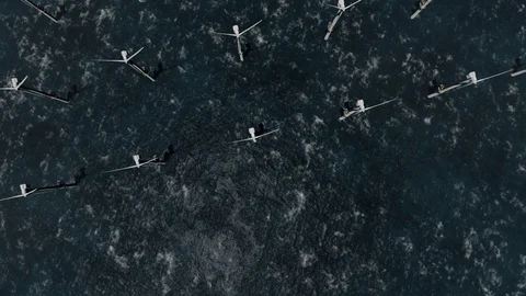 Offshore wind farm, windmills Stock Footage 98564983