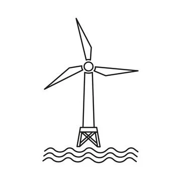 Offshore wind generator icon. Wind tower. Stock Illustration