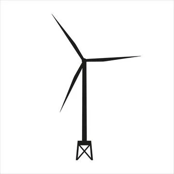 Offshore wind mill icon. Wind tower silhouette. Stock Illustration