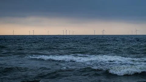 Offshore wind power or offshore wind energy at sea Foto stock