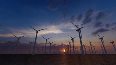 Offshore wind power plant Stock Footage 198984717