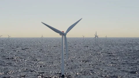 Offshore Wind Turbine Approach Video stock 202343074