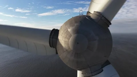 Offshore wind turbine generating clean renewable energy Видео 327331227