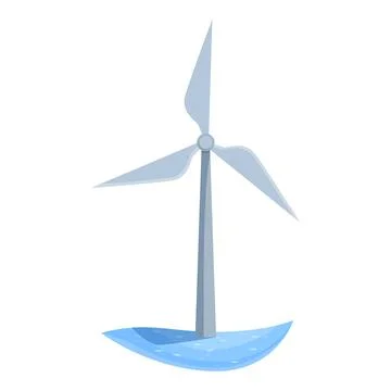 Offshore wind turbine generating clean energy in the ocean Illustrazione stock