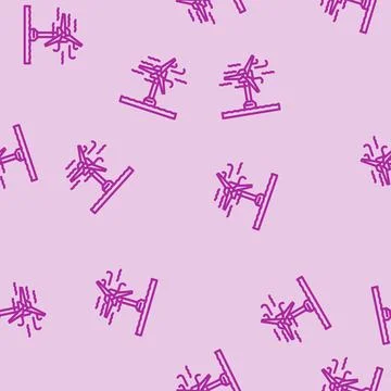 Offshore wind turbine line vector seamless pattern Illustrazione stock
