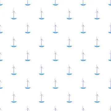 Offshore wind turbine pattern generating clean energy sustainability Illustrazione stock