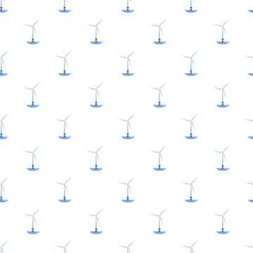 Offshore wind turbine pattern generating renewable energy Stock Illustration