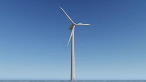 Offshore Wind Turbine Rotating Against Clear Blue Sky Stock Footage 330920261