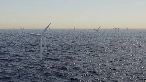 Offshore Wind Turbine Static View Video stock 203796429
