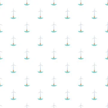Offshore wind turbines creating seamless green energy pattern Stock Illustration