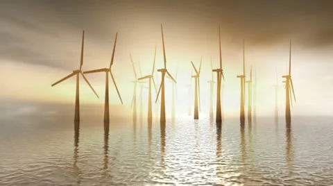 Offshore Wind Turbines Stock Footage