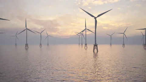 Offshore wind turbines. Stock Footage 89581363