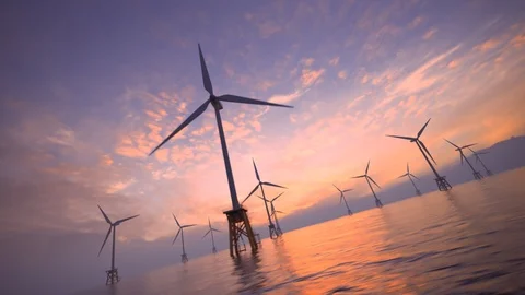 Offshore wind turbines. Stock Footage 89581753