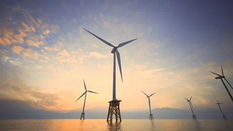Offshore wind turbines. Stock Footage 89581873