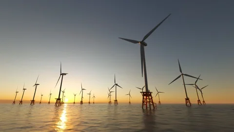 Offshore wind turbines. Stock Footage 89587080