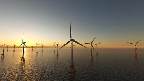 Offshore wind turbines. Stock Footage 89587541