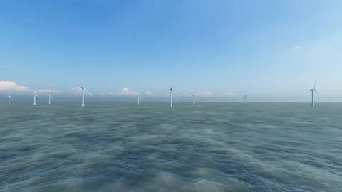 Offshore wind turbines Stock Footage 223610810