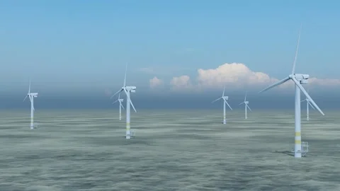 Offshore wind turbines Stock Footage 223610811