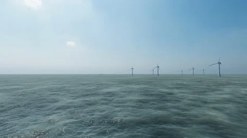Offshore wind turbines Stock Footage 223610817