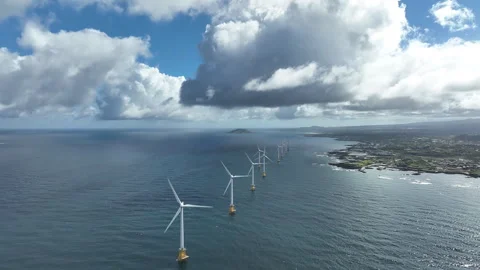 Offshore wind turbines generating clean renewable energy in South Korea 库存影片 346820926
