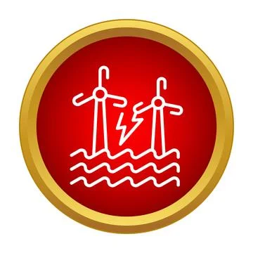 Offshore wind turbines generating clean energy over water Ilustração Stock
