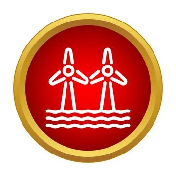 Offshore wind turbines generating clean renewable energy icon Illustrazione stock